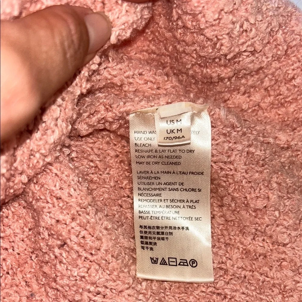 Free People Pink V-Neck Sweater with Textured Knit